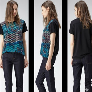 Proenza Schouler silk cotton geometric abstract boxy relaxed layered t-shirt